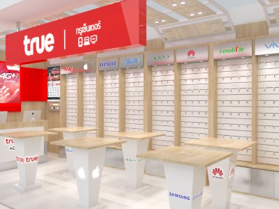 ออกแบบร้าน ตกแต่งร้าน ประทวนมือถือ true shop โลตัส อ.บึงสามพัน จ.เพชรบูรณ์